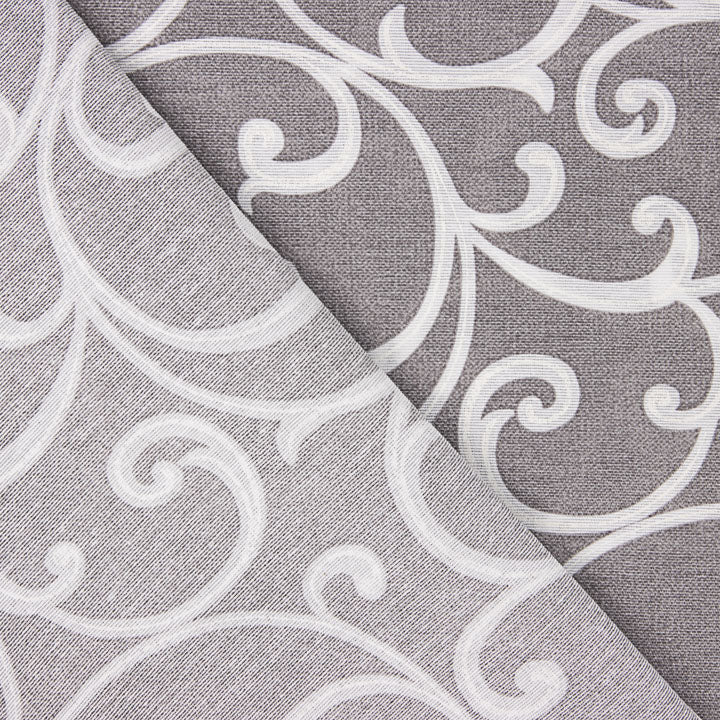 Loneta Estampada Ramas Ornamentales Gris y Blanco - Ribes y Casals