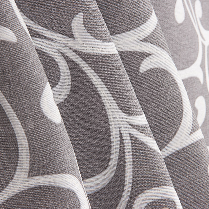 Loneta Estampada Ramas Ornamentales Gris y Blanco - Ribes y Casals
