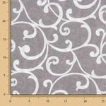 Loneta Estampada Ramas Ornamentales Gris y Blanco - Ribes y Casals