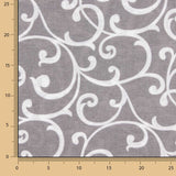 Loneta Estampada Ramas Ornamentales Gris y Blanco - Ribes y Casals