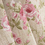Loneta Estampada Rosas Rosa Fondo Efecto Lino - Ribes y Casals