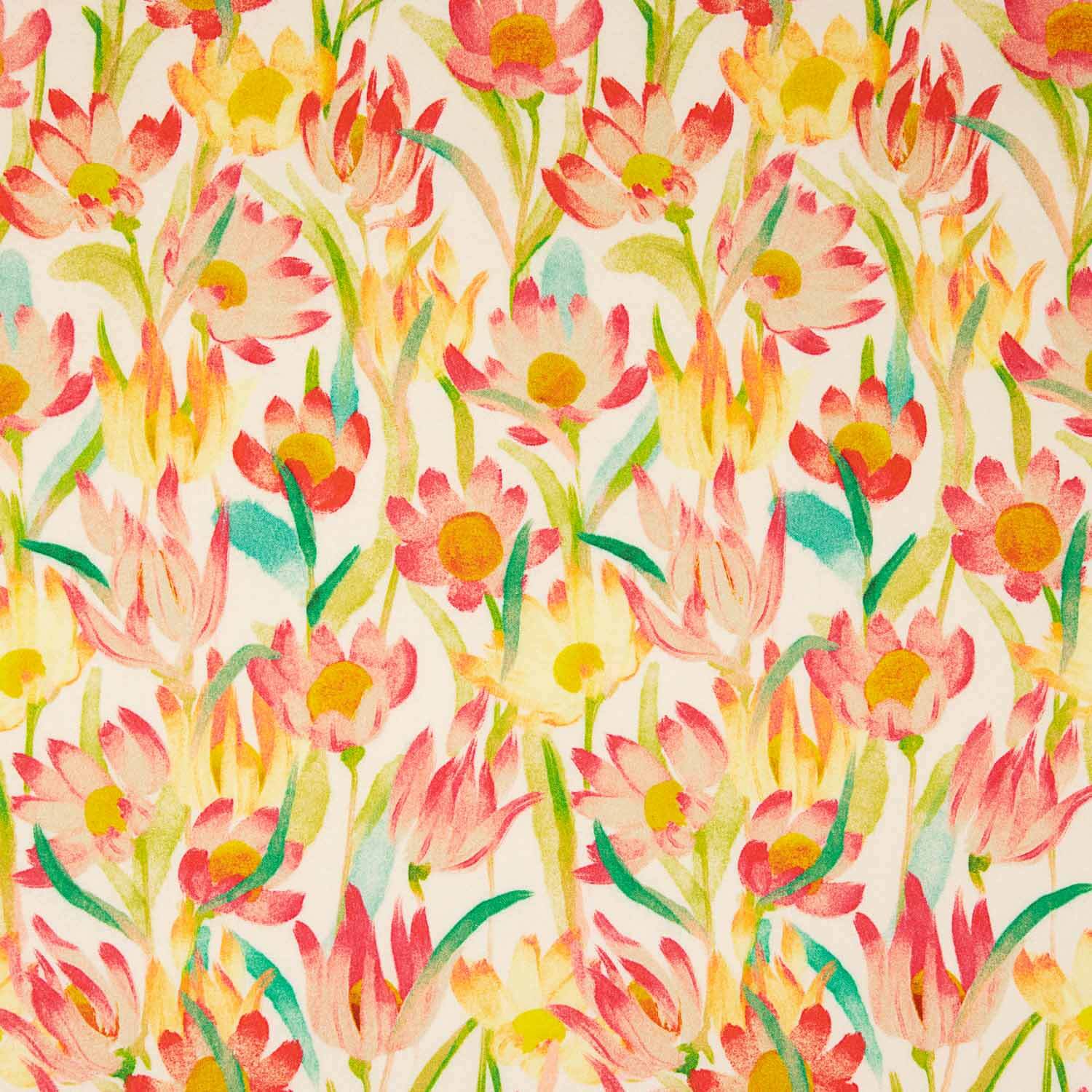 Crepé Viscosa Estampada Flores Acuarela Cálida - Ribes y Casals