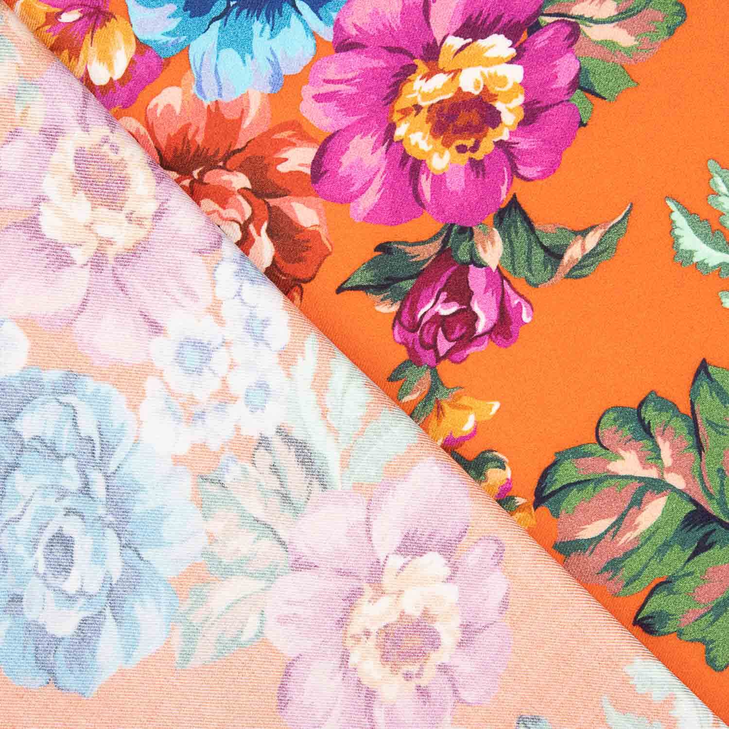Viscosa Estampada Flores Jardín Coralia - Ribes y Casals