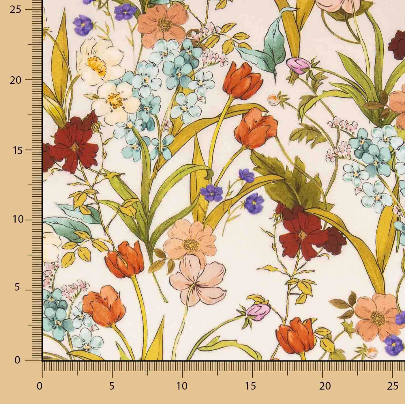 Retal Viscosa Estampada Flores Botánica Delicada - Varias medidas x ancho de 140 cm - Ribes y Casals
