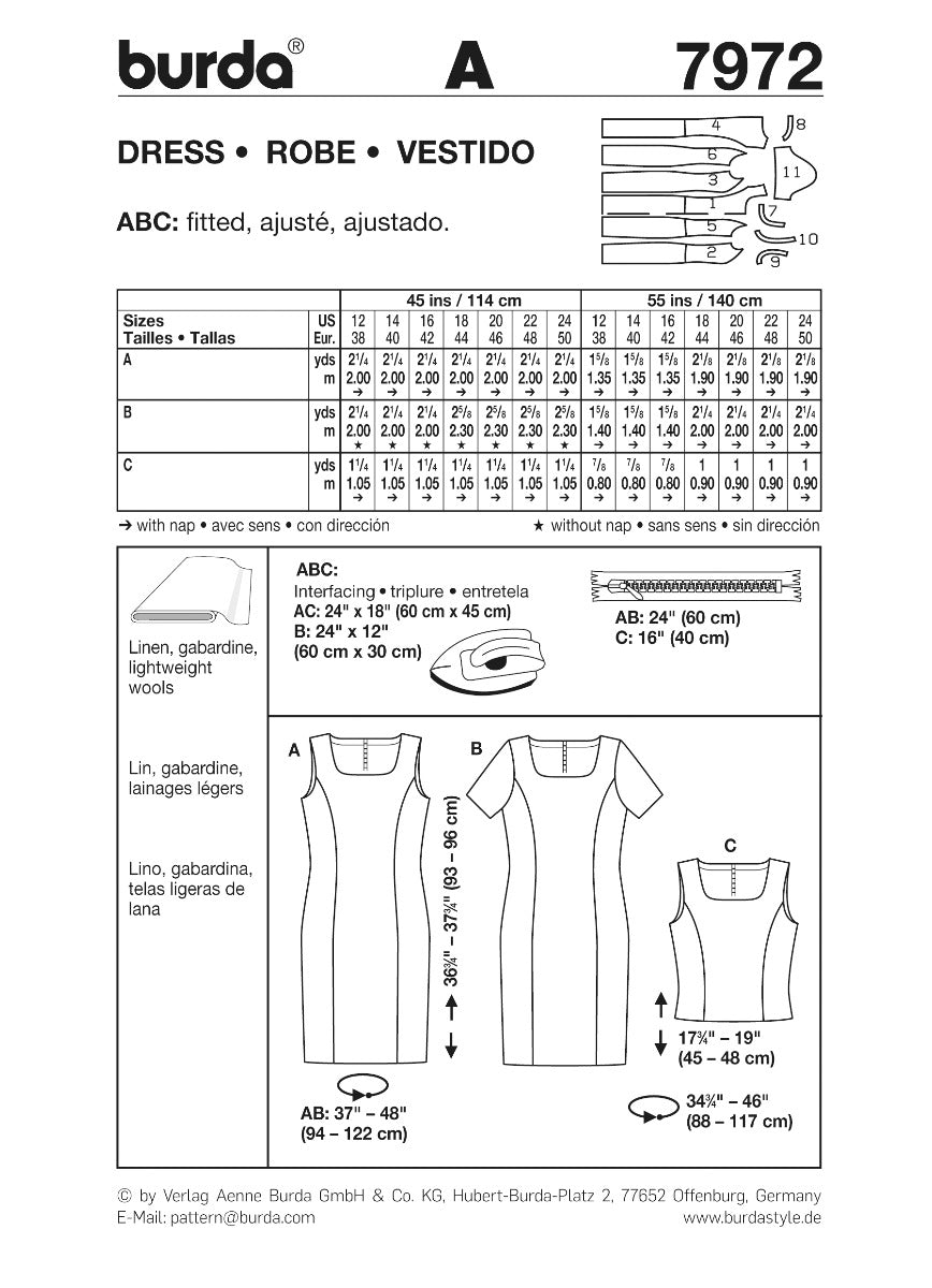 Patrón Burda 7972 Vestido - Ribes y Casals