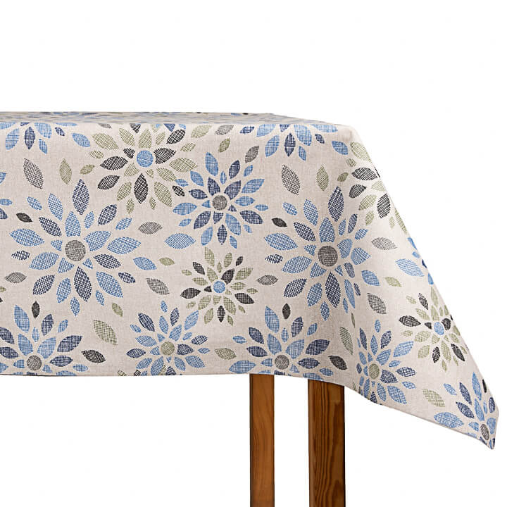 Mantel Resinado Flores Mosaico Azul - Ribes y Casals