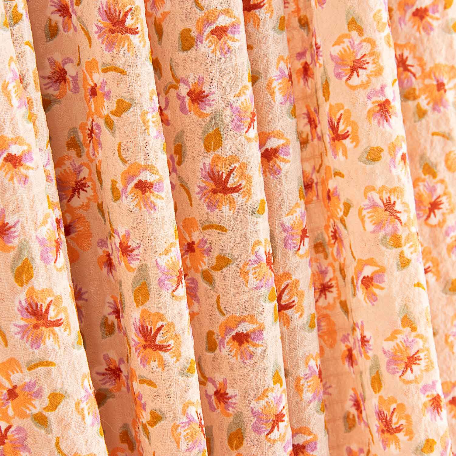 Bambula Poliéster Estampada Flor Silvestre Melocotón - Ribes y Casals