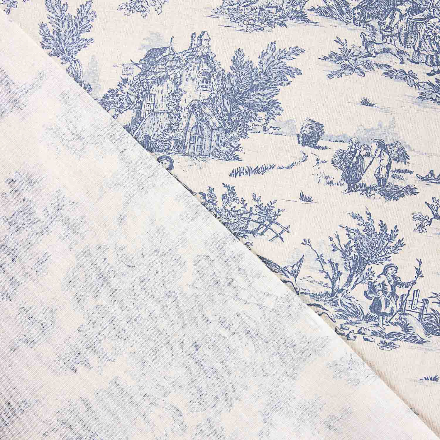 Algodón Resinado Toile de Jouy Azul-Blanco - Ribes y Casals