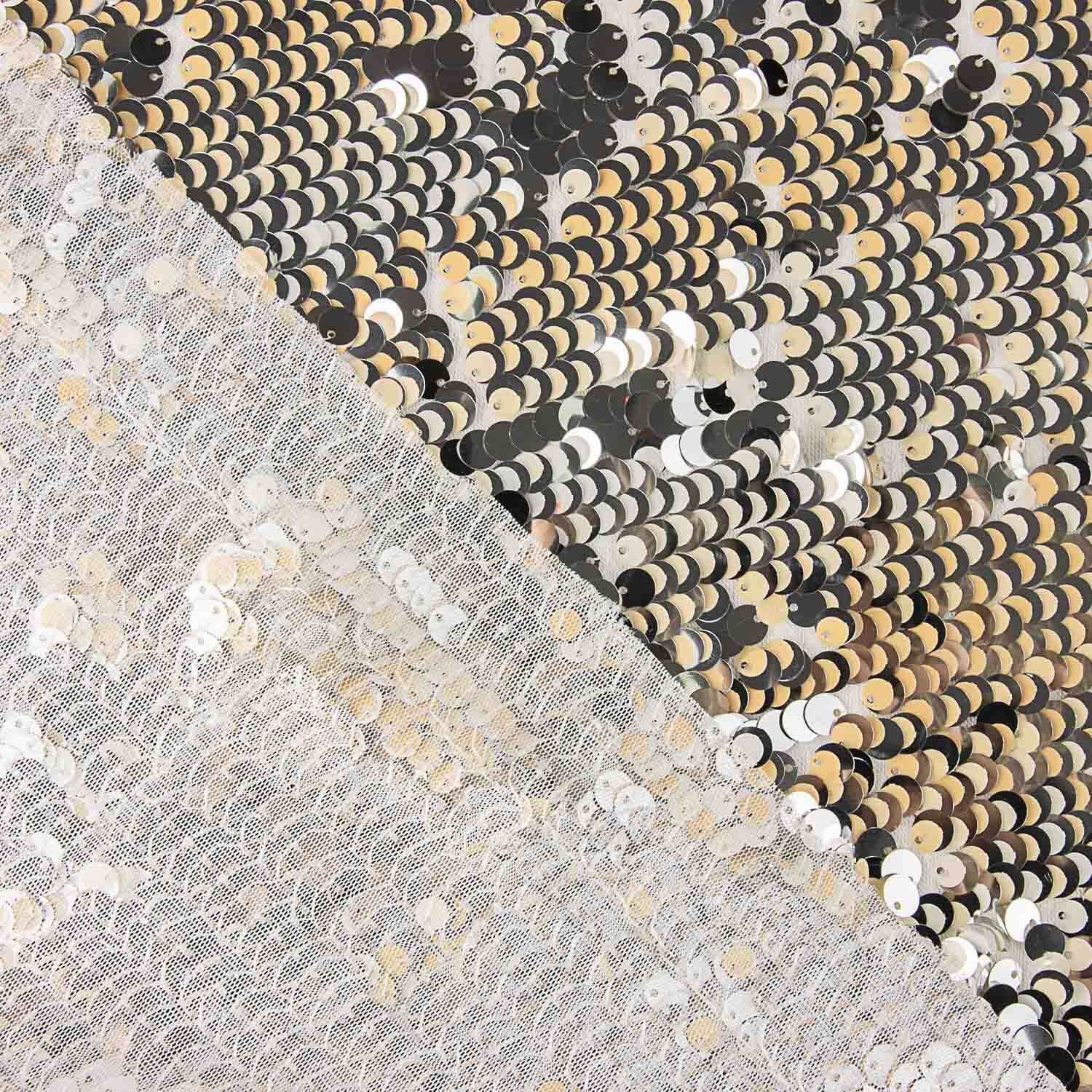 Tul Blanco con Lentejuelas Plata y Crema - Ribes y Casals