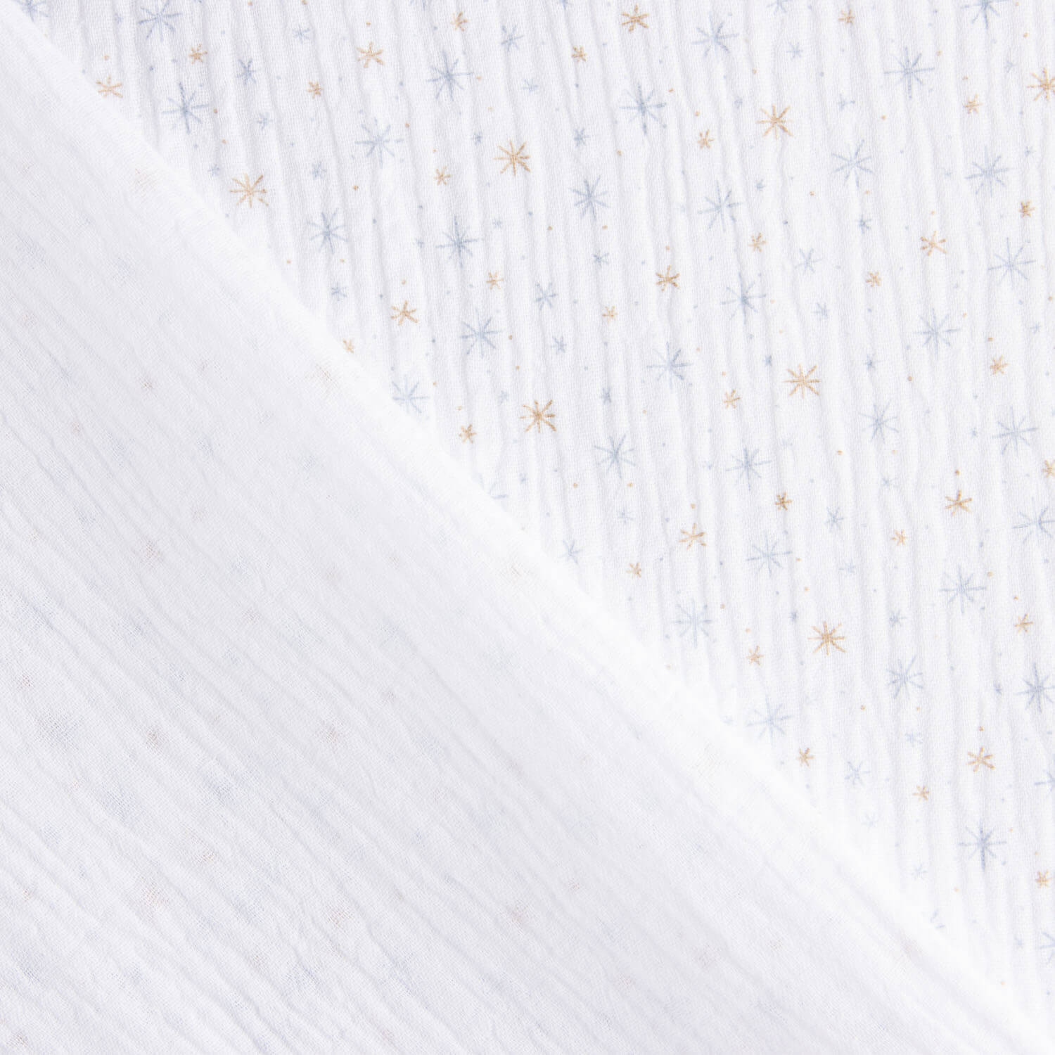 Muselina Algodón Estrellas Azul y Mostaza - Ribes y Casals