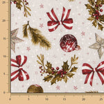 Loneta Estampada Navidad Bolas y Lazos - Ribes y Casals