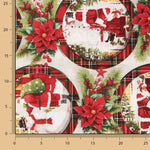 Loneta Estampada Navidad Medallones Papá Noel - Ribes y Casals
