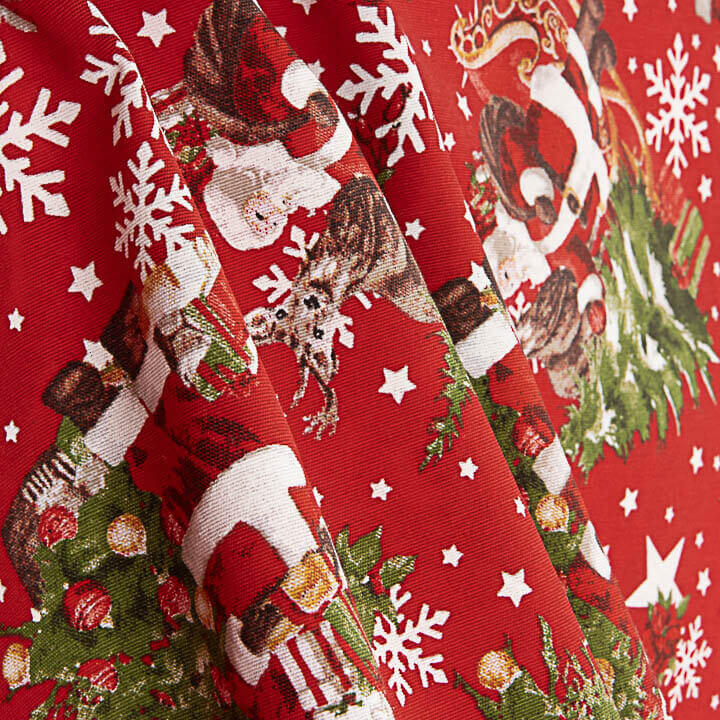 Loneta Estampada Navidad Papá Noel y Árbol - Ribes y Casals
