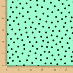 Crepe Lunares Negro 7mm Menta - Ribes y Casals