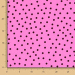 Crepe Lunares Negro 7mm Fucsia - Ribes y Casals