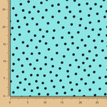 Crepe Lunares Negro 7mm Turquesa - Ribes y Casals