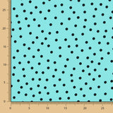 Crepe Lunares Negro 7mm Turquesa - Ribes y Casals