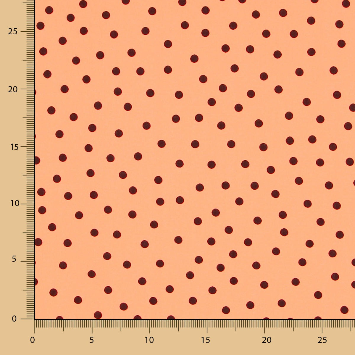 Crepe Lunares Negro 7mm Mandarina - Ribes y Casals