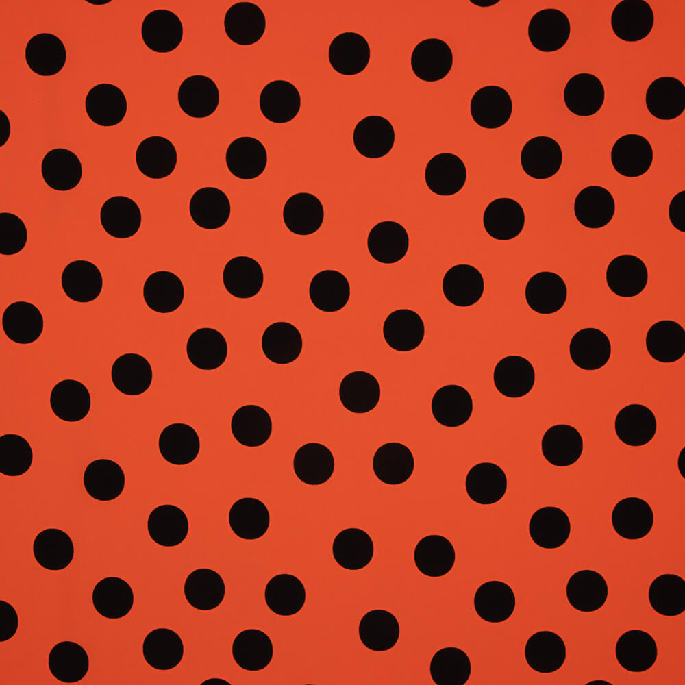 Crepe Lunares Negro 33mm Coral - Ribes y Casals