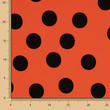 Crepe Lunares Negro 33mm Coral - Ribes y Casals