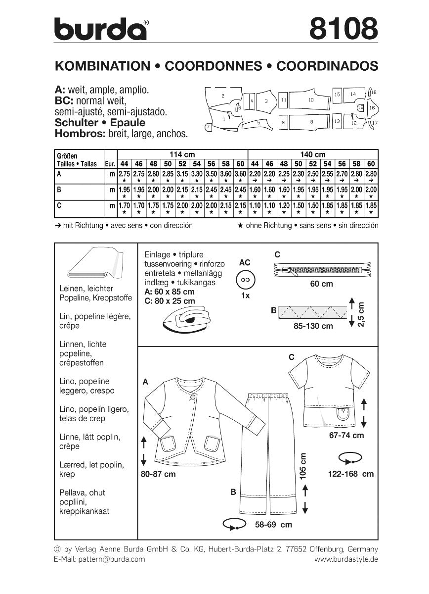 Patrón Burda 8108 Combinación - Ribes y Casals