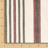 Loneta Half Panamá Estampada Rayas Étnicas Verde y Rojo - Ribes y Casals