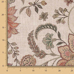 Loneta Half Panamá Estampada Flores Cachemir Rosa Coral - Ribes y Casals