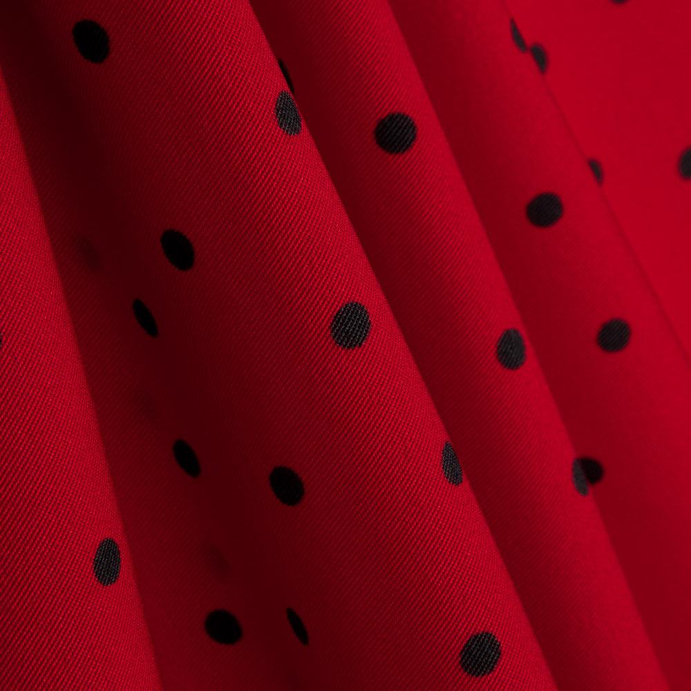 Gabardina Elástica 0,5cm Lunares Rojo - Ribes y Casals