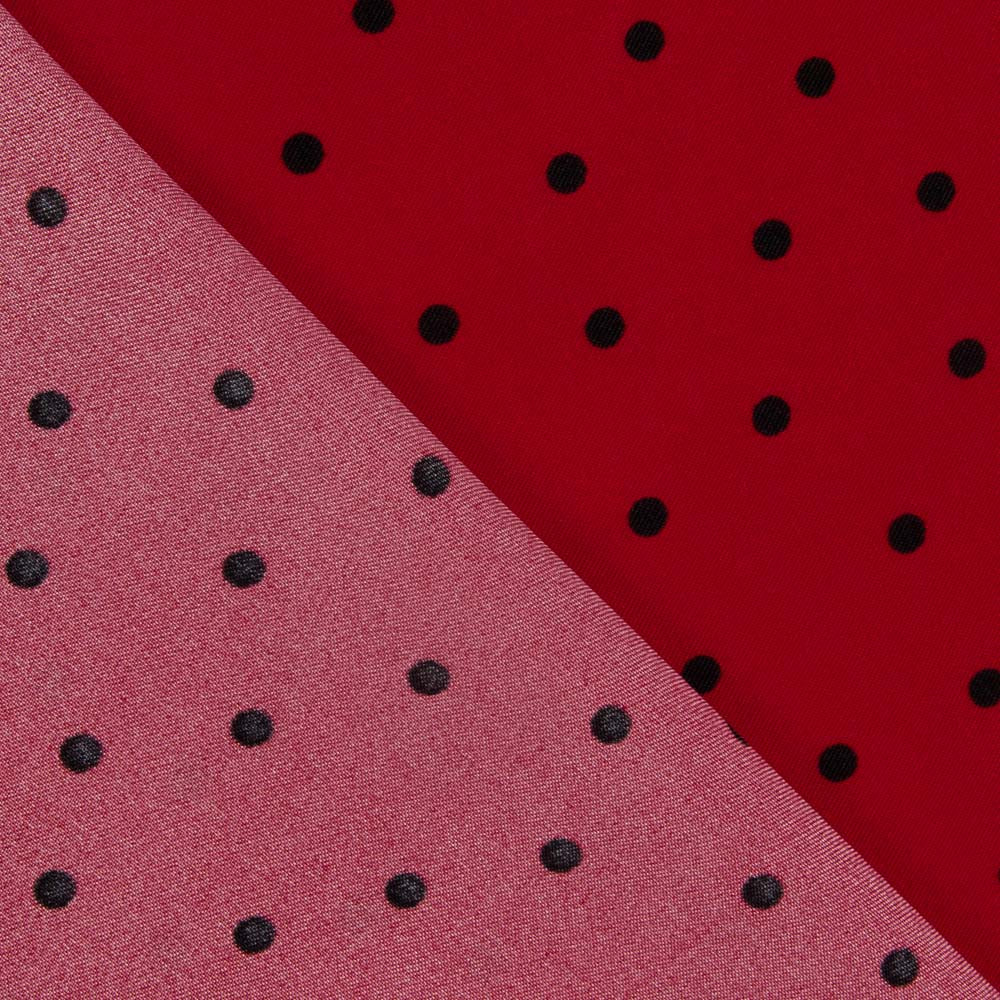 Gabardina Elástica 0,5cm Lunares Rojo - Ribes y Casals