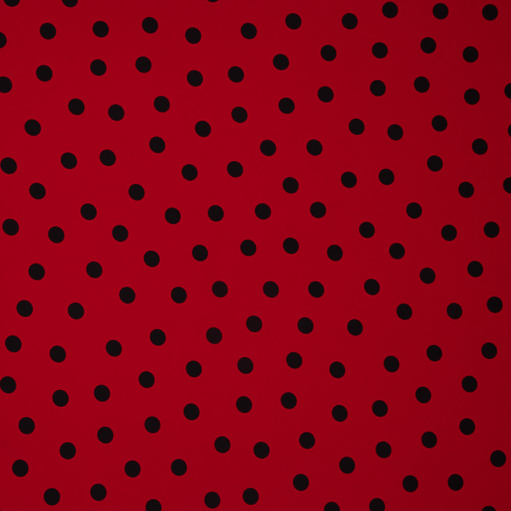 Gabardina Elástica 2cm Lunares Rojo - Ribes y Casals