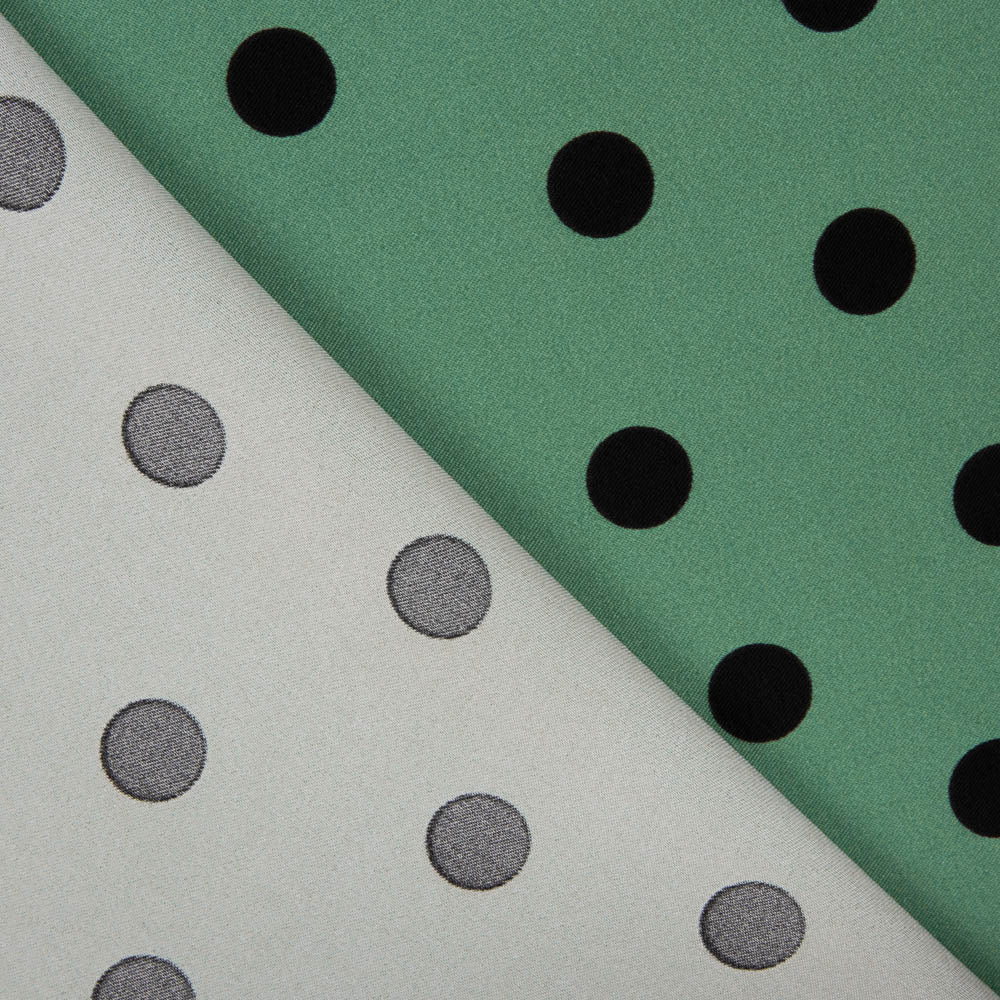 Gabardina Elástica 2cm Lunares Verde Salvia - Ribes y Casals