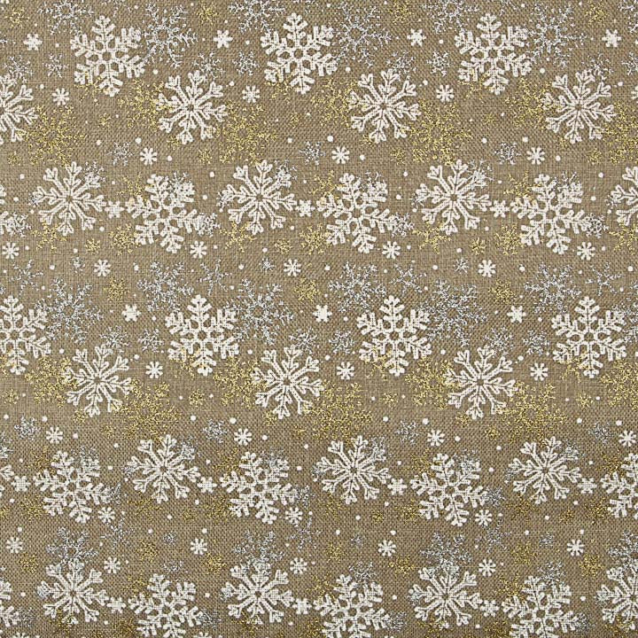 Yute Decoración Estampado Nieve Dorada - Ribes y Casals