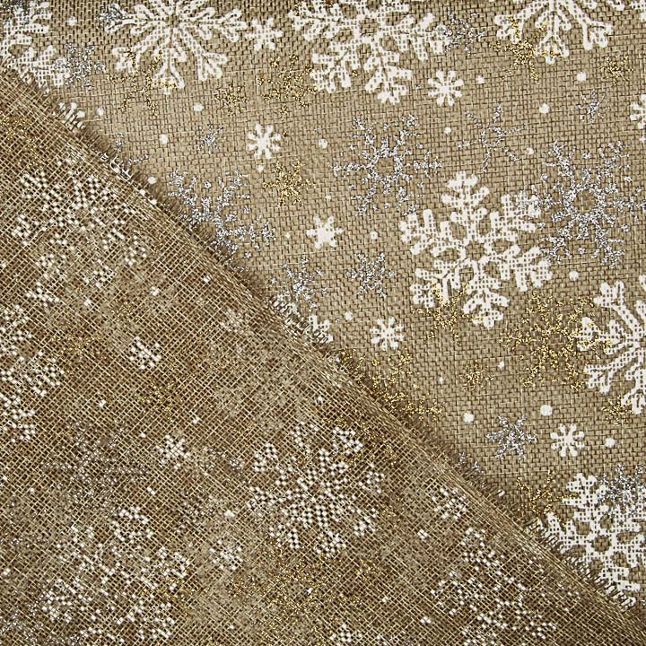 Yute Decoración Estampado Nieve Dorada - Ribes y Casals