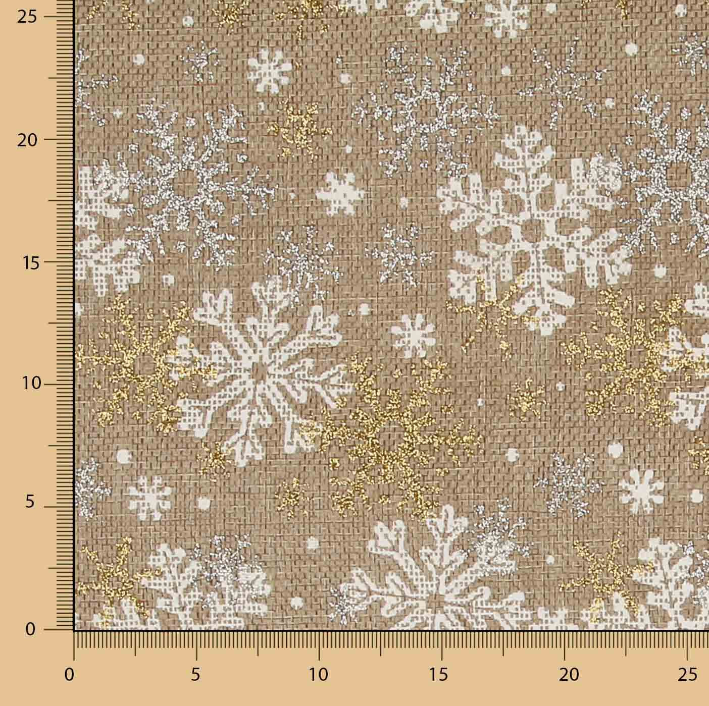 Yute Decoración Estampado Nieve Dorada - Ribes y Casals