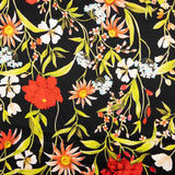 Satén Seda Italiana Floral Negro - Ribes y Casals