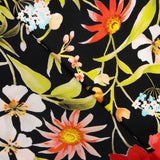 Satén Seda Italiana Floral Negro - Ribes y Casals