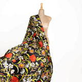 Satén Seda Italiana Floral Negro - Ribes y Casals