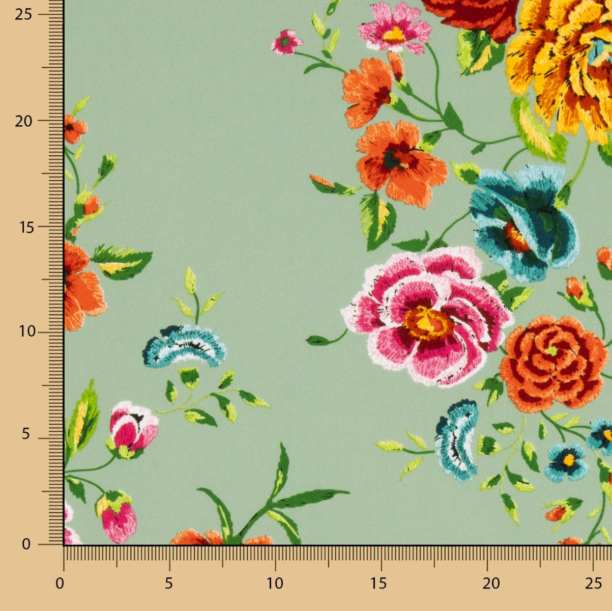 Crepe Mantón Manila Verde Salvia - Ribes y Casals