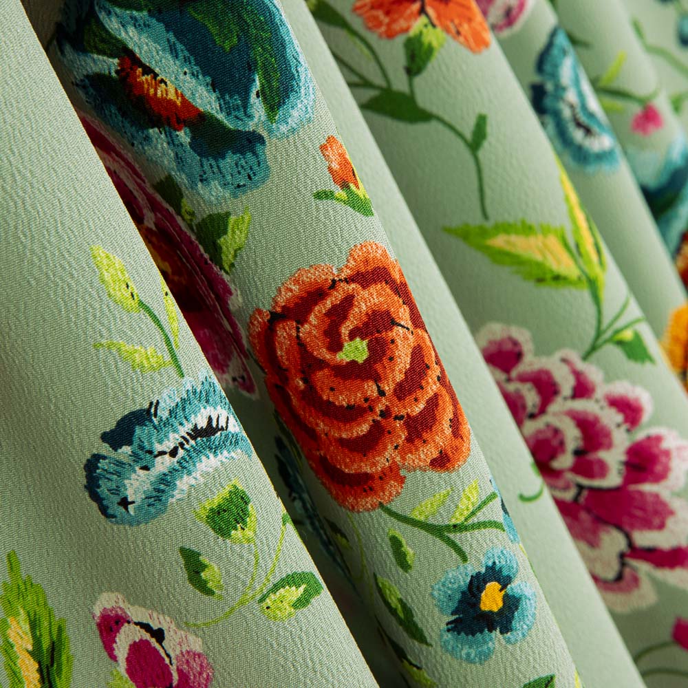 Crepe Mantón Manila Verde Salvia - Ribes y Casals