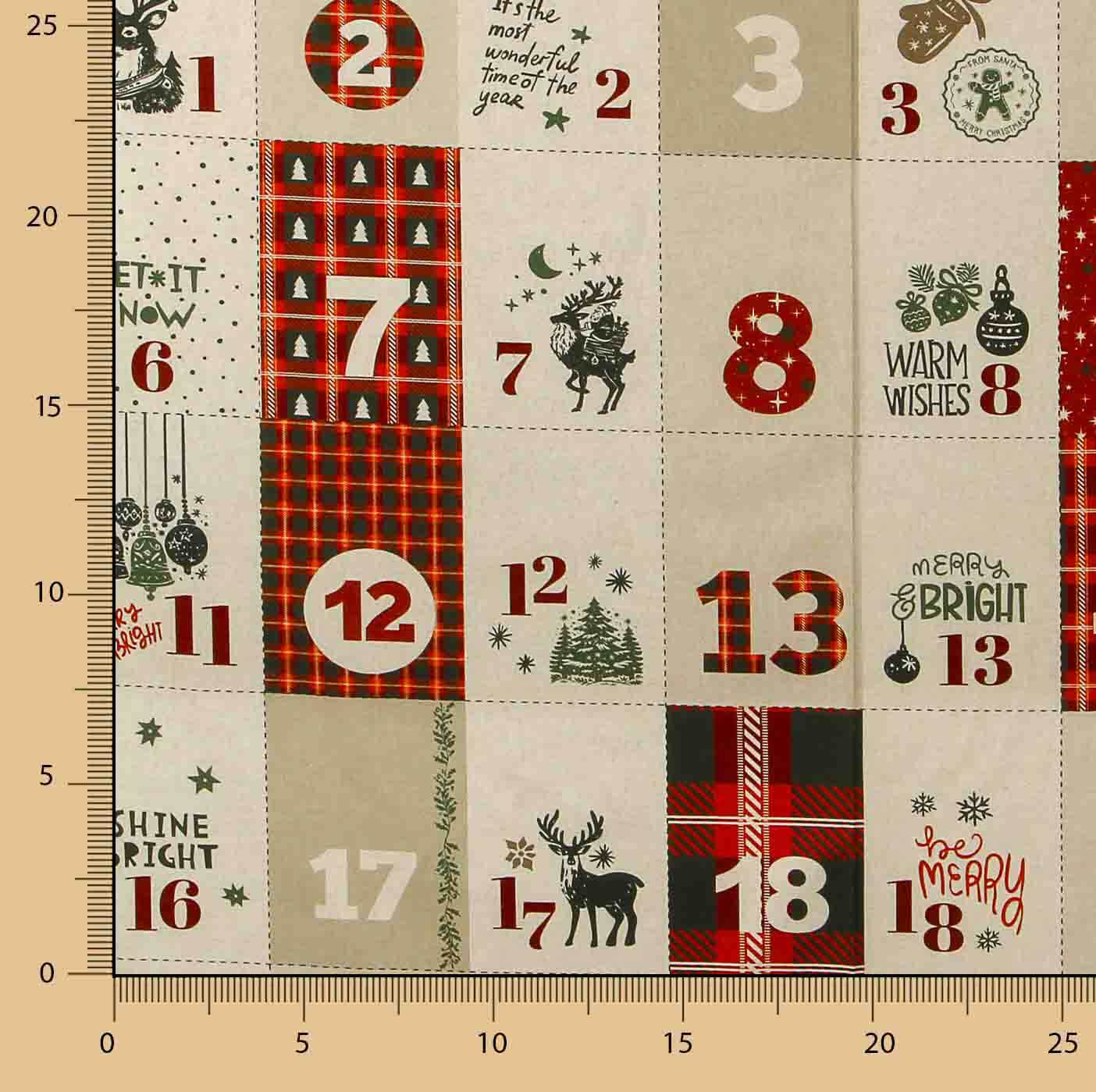 Panel Algodón Calendario de Adviento Reversible - Ribes y Casals