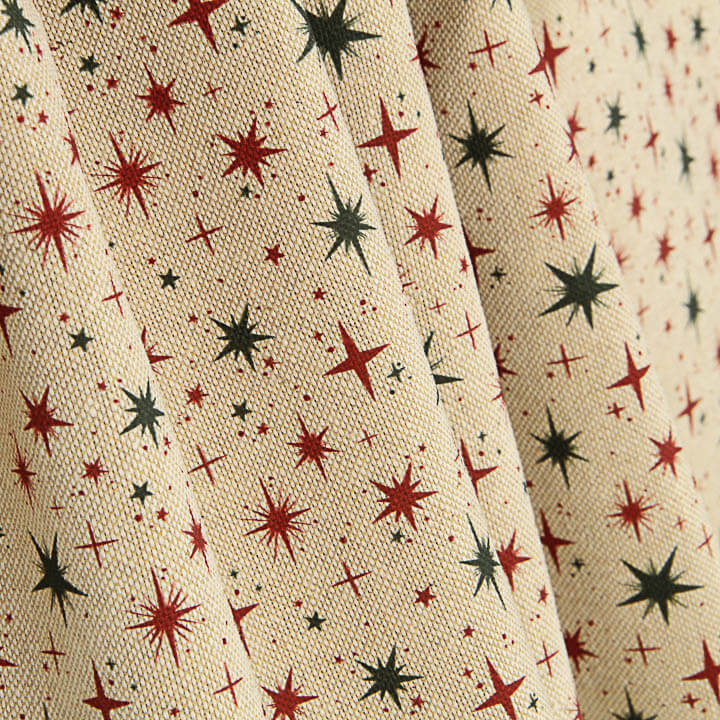 Popelín Algodón Navidad Estrellas Verdes y Rojas - Ribes y Casals