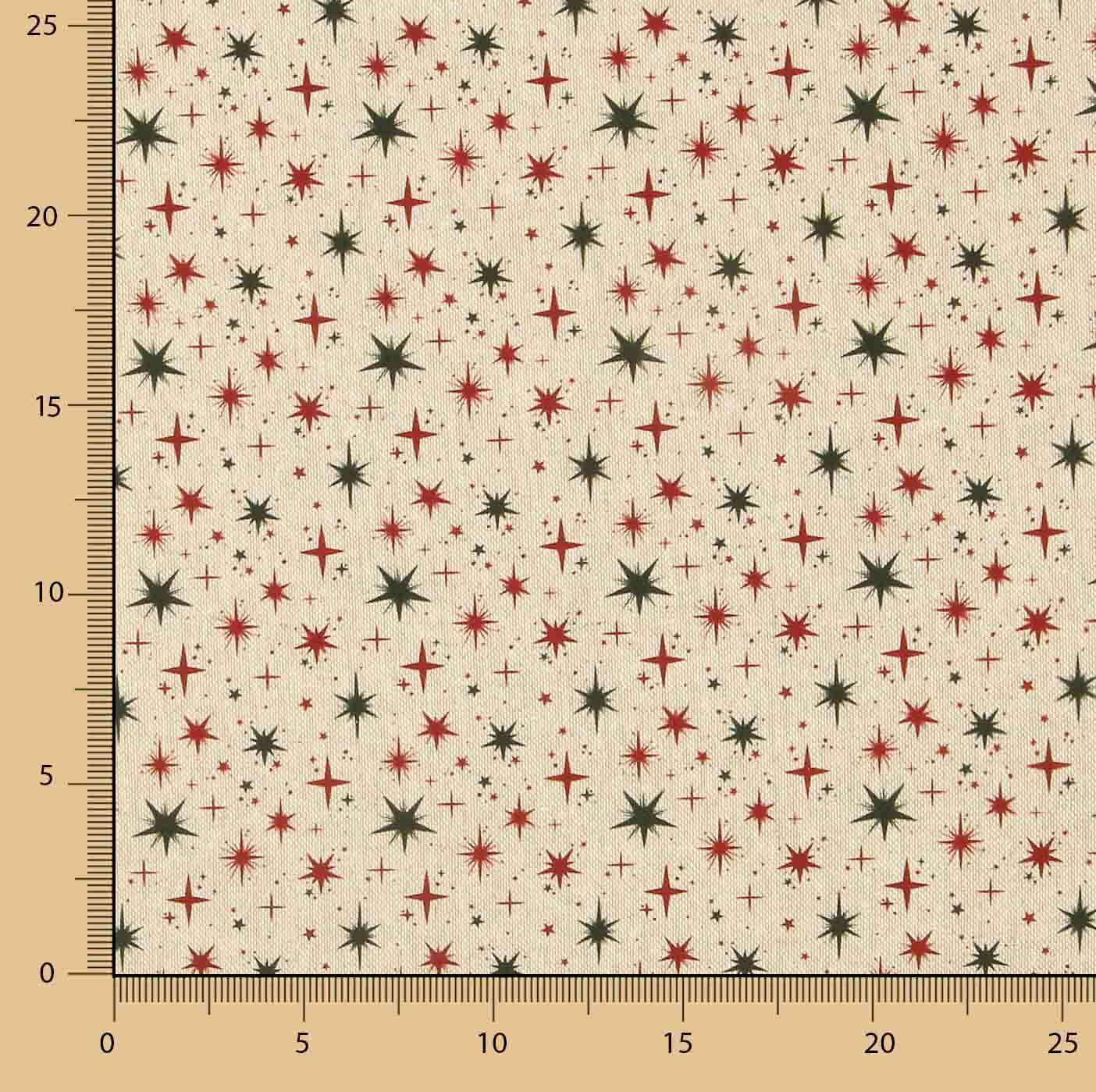 Popelín Algodón Navidad Estrellas Verdes y Rojas - Ribes y Casals