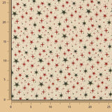 Popelín Algodón Navidad Estrellas Verdes y Rojas - Ribes y Casals