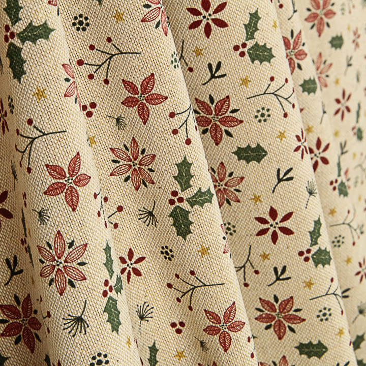 Popelín Algodón Navidad Flores y Acebo - Ribes y Casals