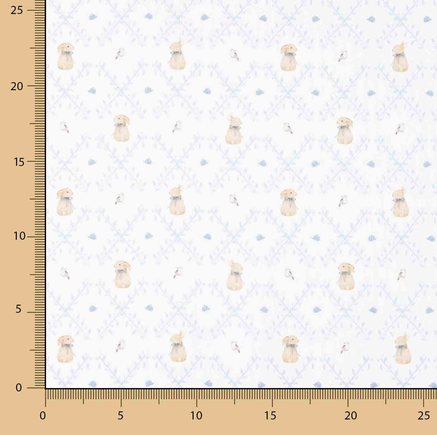 Piqué Algodón Conejitos Azul - Ribes y Casals