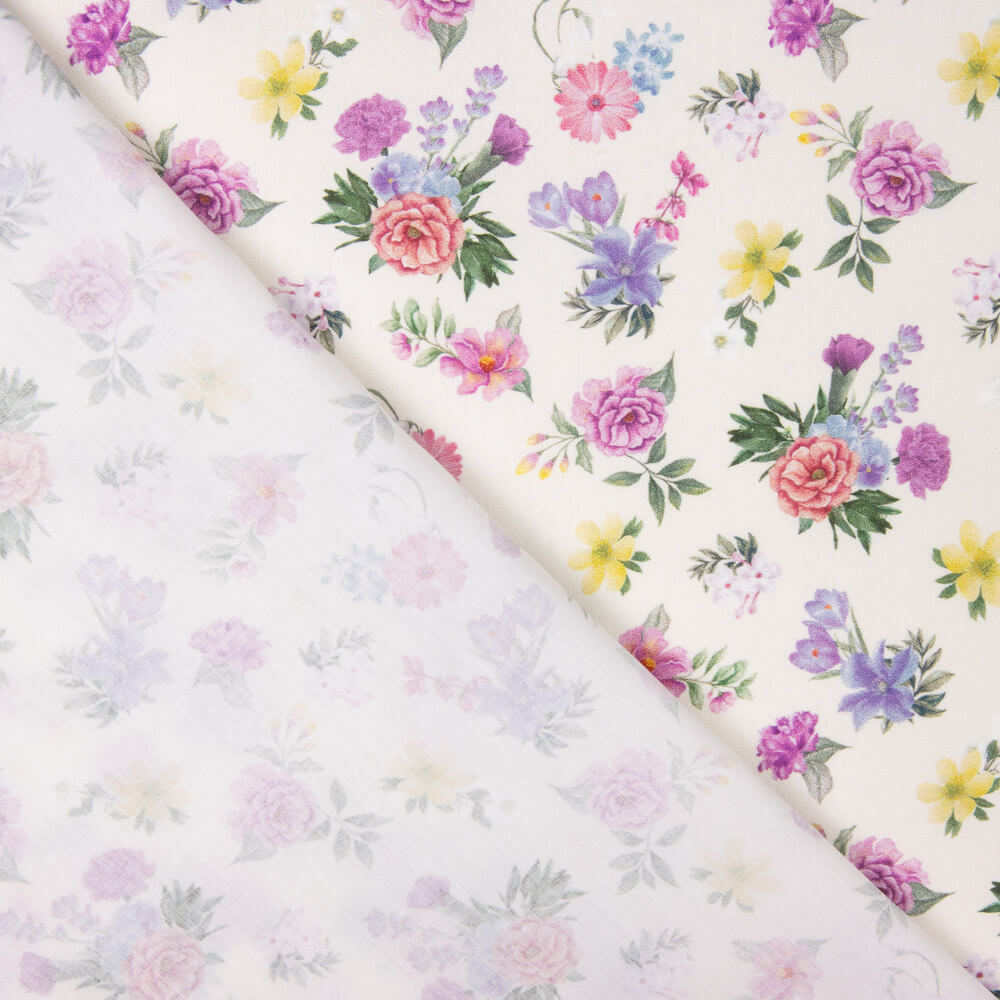 Popelín Estampado Flamenca Flor Creto Crudo - Ribes y Casals