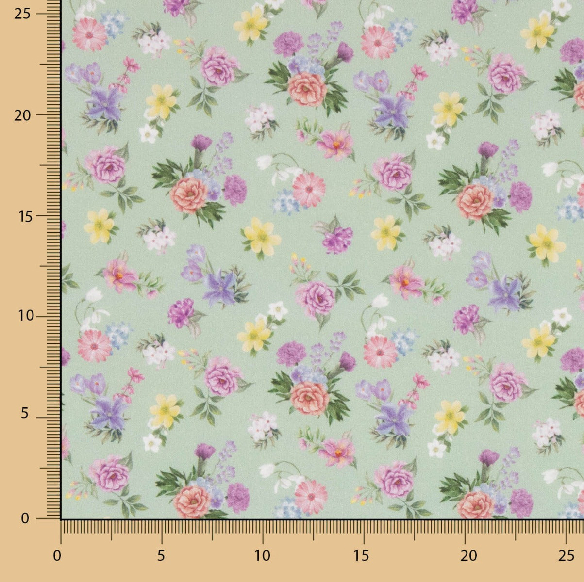 Popelín Estampado Flamenca Flor Creto Verde Salvia - Ribes y Casals