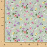 Popelín Estampado Flamenca Flor Creto Verde Salvia - Ribes y Casals