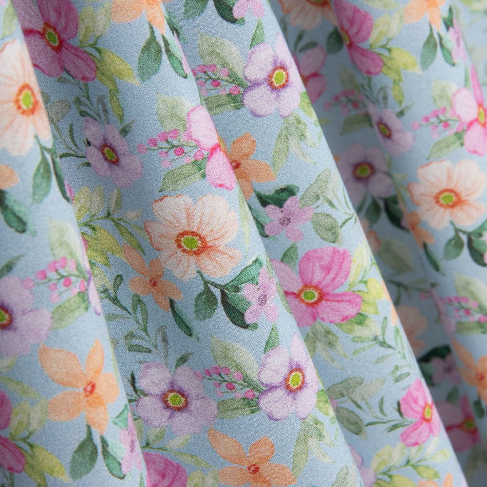 Popelín Estampado Flamenca Flor Hawa Azul - Ribes y Casals