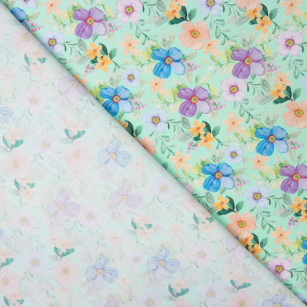Popelín Estampado Flamenca Flor Hawa Verde - Ribes y Casals
